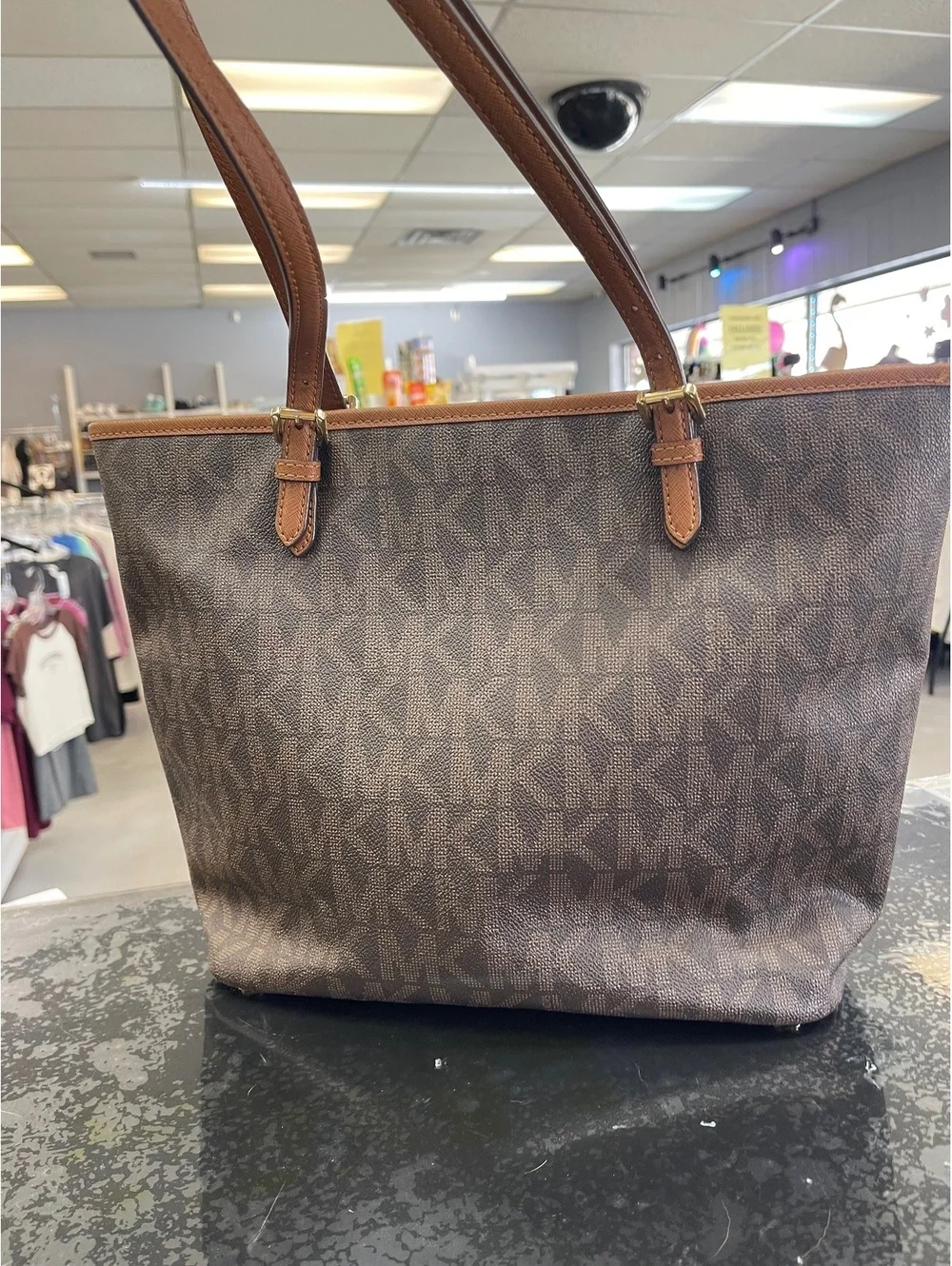 Michael Kors Brown Signature MK Logo Tote Bag